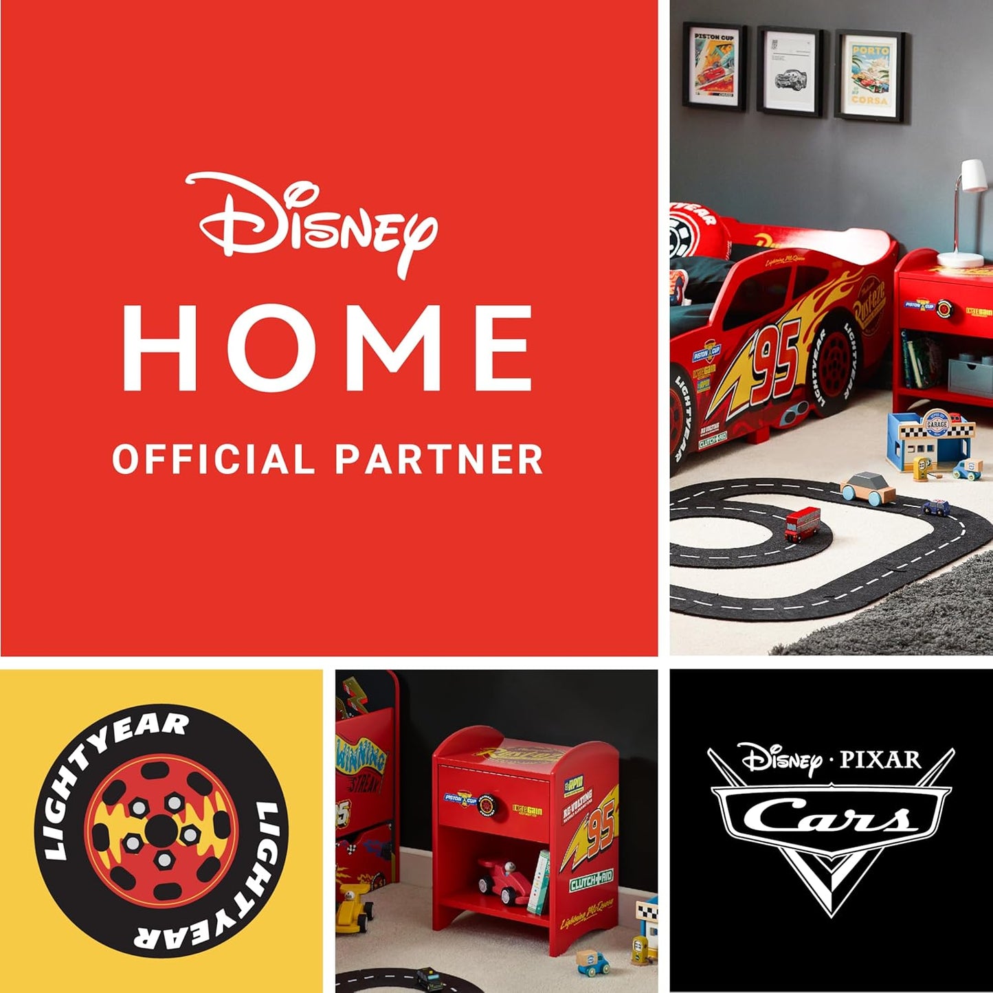 Table de Chevet Cars Rouge Flash McQueen