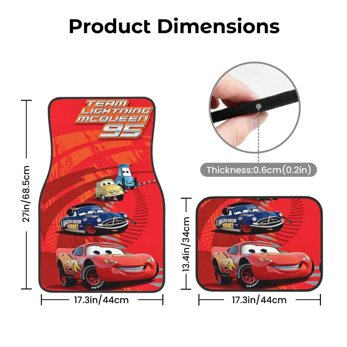 Tapis de Sol Cars pour Voiture - McQueen et Drapeau Damier