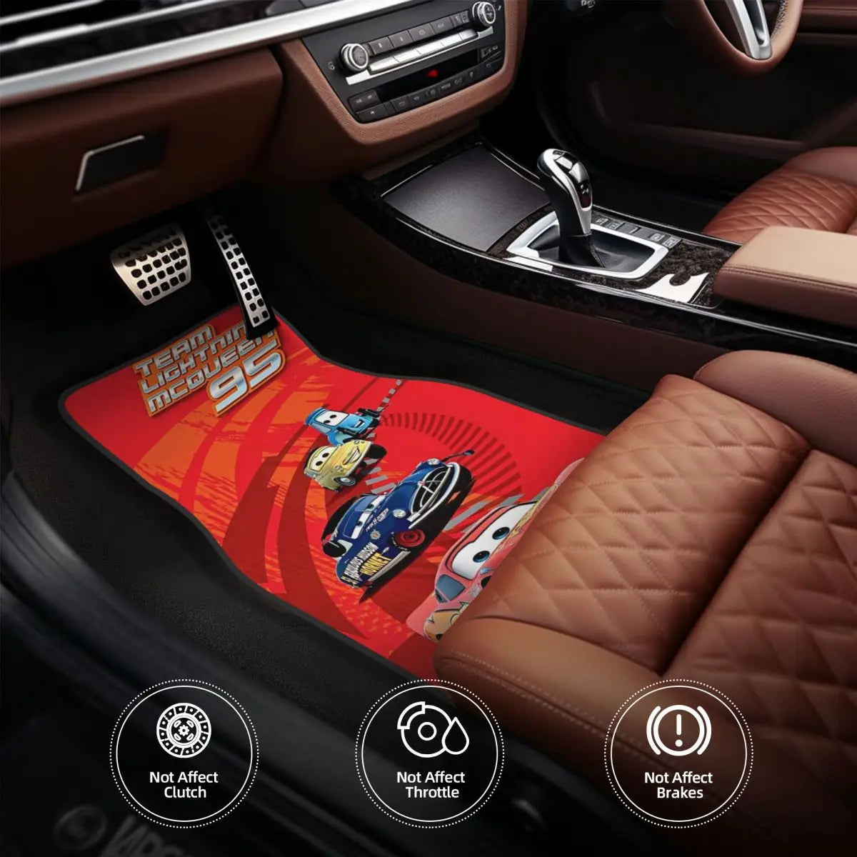 Tapis de Sol Cars pour Voiture - McQueen et Drapeau Damier